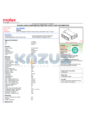 51195-0800 datasheet - HMC Rectangular Industrial Female Housing, Multi-Module Type, 8 Circuits