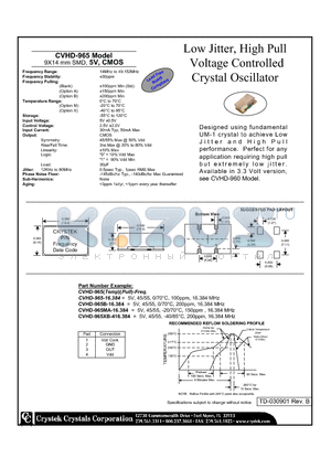 CVHD-965-16.384 datasheet - Low Jitter, High Pull Voltage Controlled Crystal Oscillator 9X14 mm SMD, 5V, CMOS