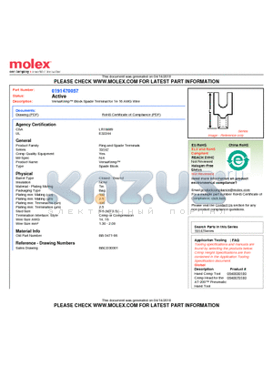 0191470057 datasheet - VersaKrimp Block Spade Terminal for 14-16 AWG Wire