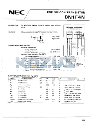 BN1F4N datasheet - The BN1F4N is esiged for use in medium speed switching circuit.