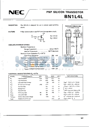 BN1L4L datasheet - PNP SILICON TRANSISTOR