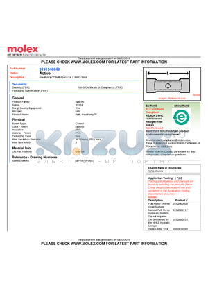 0191540049 datasheet - InsulKrimp Butt Splice for 2 AWG Wire