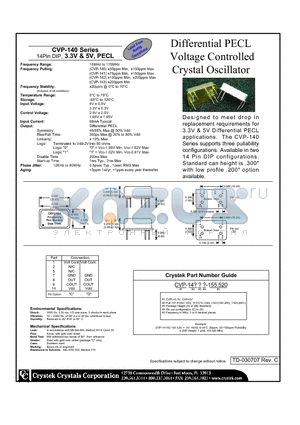 CVP-140AC-155.520 datasheet - Differential PECL Voltage Controlled Crystal Oscillator