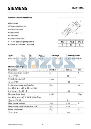 C67078-S1356-A2 datasheet - SIPMOS Power Transistor (N channel Enhancement mode Avalanche-rated Logic Level d v/d t rated)