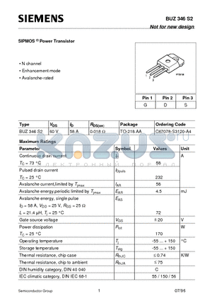 C67078-S3120-A4 datasheet - SIPMOS Power Transistor (N channel Enhancement mode Avalanche-rated)