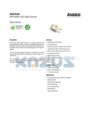 ASMT-MX20 datasheet - 3W Power LED Light Source