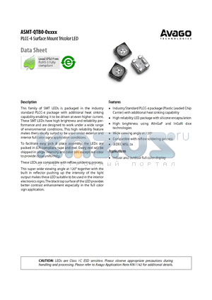 ASMT-QTB0-0XXXX datasheet - PLCC-4 Surface Mount Tricolor LED