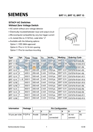 C67079-A1000-A10 datasheet - SITACO AC Switches Without Zero Voltage Switch