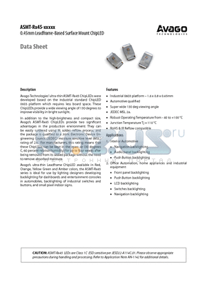 ASMT-RX45-XXXXX datasheet - 0.45mm Leadframe-Based Surface Mount ChipLED
