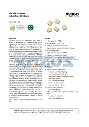 ASMT-SWBM-NXXXX datasheet - Surface Mount LED Indicator