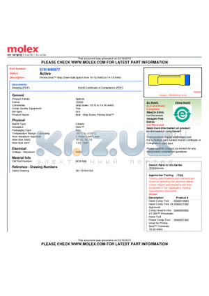 0191640077 datasheet - Perma-Seal Step Down Butt Splice from 10-12 AWG to 14-16 AWG