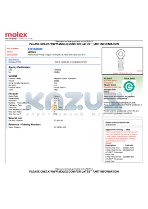 0191640083 datasheet - Perma-Seal Ring Tongue Terminal for 8 AWG Wire, Stud Size 5/16