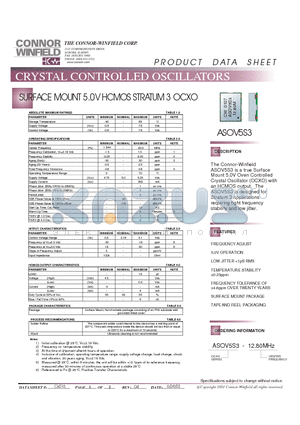 ASOV5S3 datasheet - CRYSTAL CONTROLLED OSCILLATORS