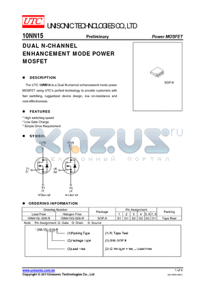 10NN15L-S08-R datasheet - DUAL N-CHANNEL ENHANCEMENT MODE POWER MOSFET