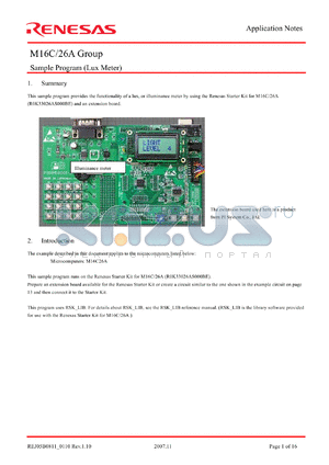 C7-C8 datasheet - Sample Program (Lux Meter)