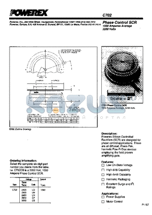 C702CP datasheet - Phase Control SCR 1000 Amperes Average 3200 Volts