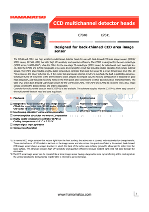 C7040 datasheet - Designed for back-thinned CCD area image sensor