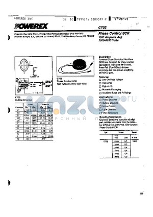 C702LM datasheet - Phase Control SCR 1000 Amperes Avg 2300-3200 Volts