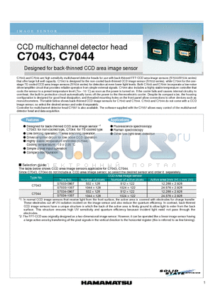 C7044 datasheet - Designed for back-thinned CCD area image sensor