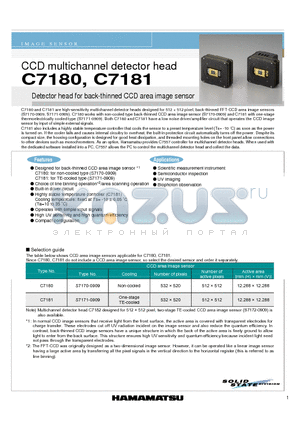 C7180 datasheet - CCD multichannel detector head