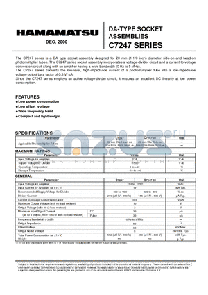 C7247 datasheet - DA-TYPE SOCKET ASSEMBLIES