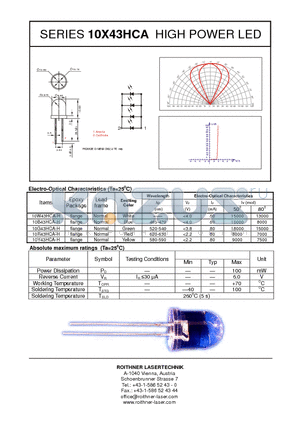 10R43HCA-H datasheet - HIGH POWER LED