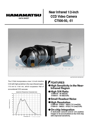 C7500-51 datasheet - Near Infrared 1/2-inch CCD Video Camera