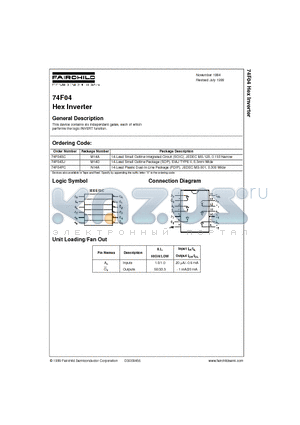 74F04SC datasheet - Hex Inverter