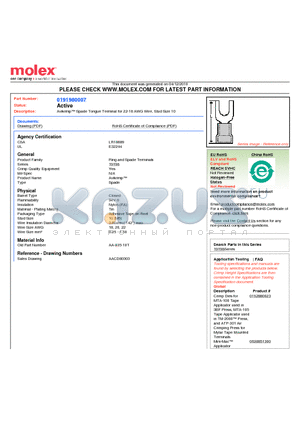 0191980007 datasheet - Avikrimp Spade Tongue Terminal