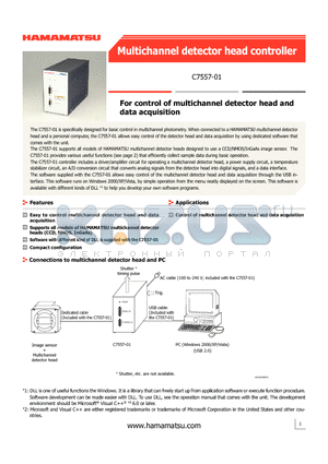 C7557-01 datasheet - For control of multichannel detector head and data acquisition