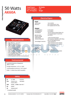 AK60A-024L-050F10G datasheet - 50 Watts