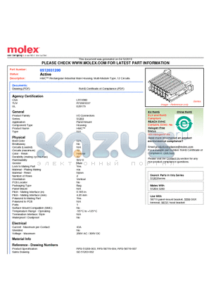 51203-1200 datasheet - HMC Rectangular Industrial Male Housing, Multi-Module Type, 12 Circuits