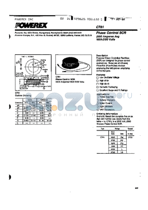 C781PT datasheet - Phase Control SCR 2500 Amperes Average 1600-2100 Volts