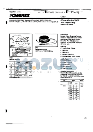 C783CB datasheet - Phase Control SCR 1800 Amperes Avg 3000-3700 Volts