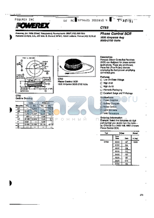 C783CD datasheet - Phase Control SCR 1800 Amperes Avg 3000-3700 Volts