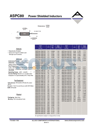 ASPC80-121K-RC datasheet - Power Shielded Inductors