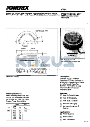 C784DP datasheet - Phase Control SCR 1650 Amperes Average 4500 Volts