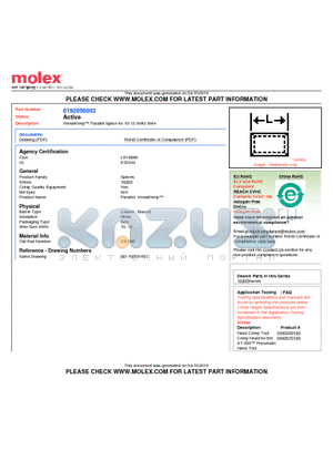 0192050003 datasheet - VersaKrimp Parallel Splice for 10-12 AWG Wire