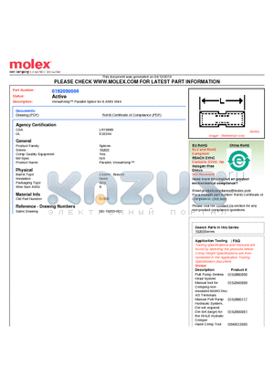 0192050004 datasheet - VersaKrimp Parallel Splice for 8 AWG Wire