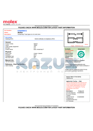 0192050012 datasheet - VersaKrimp Butt Splice for 3/0 AWG Wire