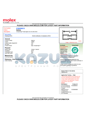 0192050013 datasheet - VersaKrimp Butt Splice for 4/0 AWG Wire