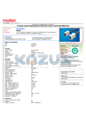 51233-3013 datasheet - CRC Shielded Rectangular I/O Receptacle Housing for Male Terminal, Signal, 30Circuits, Polarization Type B, Polarization Position C-4