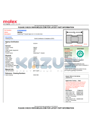 0192060005 datasheet - InsulKrimp Parallel Splice for 14-16 AWG Wire