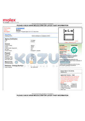 0192080002 datasheet - Krimptite Parallel Splice for 10-12 AWG Wire