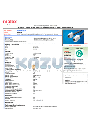 51235-2015 datasheet - CRC Shielded Rectangular I/O Mold Cover A, For Plug Assembly, 20 Circuits