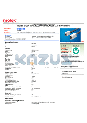 51236-2005 datasheet - CRC Shielded Rectangular I/O Mold Cover B, For Plug Assembly, 20 Circuits