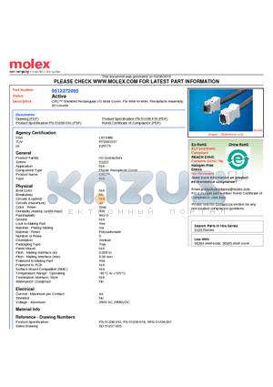 51237-2005 datasheet - CRC Shielded Rectangular I/O Mold Cover, For Wire-to-Wire, Receptacle Assembly20 Circuits