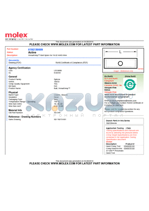 0192150009 datasheet - VersaKrimp Butt Splice for 18-22 AWG Wire