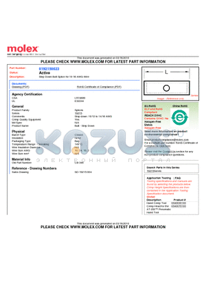 0192150023 datasheet - Step Down Butt Splice for 10-16 AWG Wire