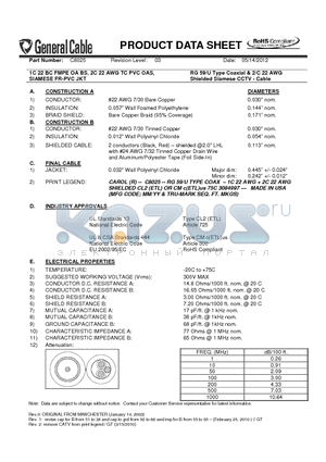 C8025 datasheet - RG 59/U Type Coaxial & 2/C 22 AWG Shielded Siamese CCTV - Cable